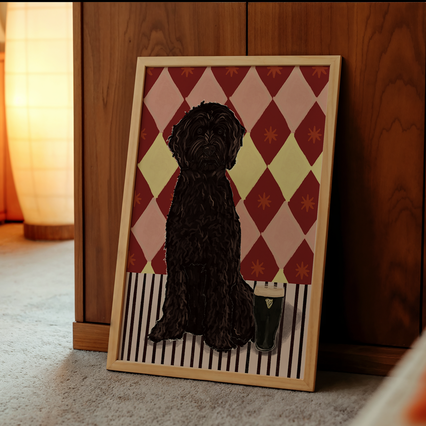 Brown Labradoodle Pint Print