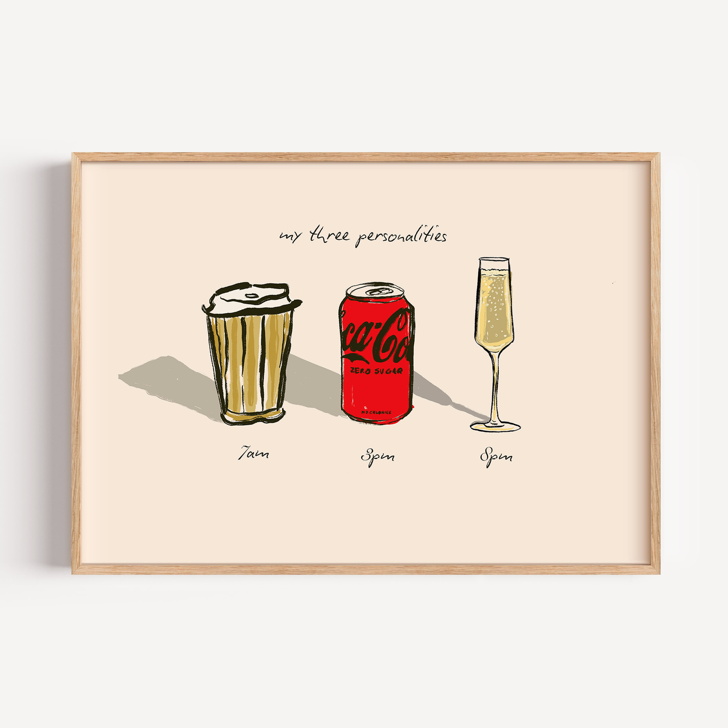 My Three Personalities: Coffee, Coke Zero, Champagne Print