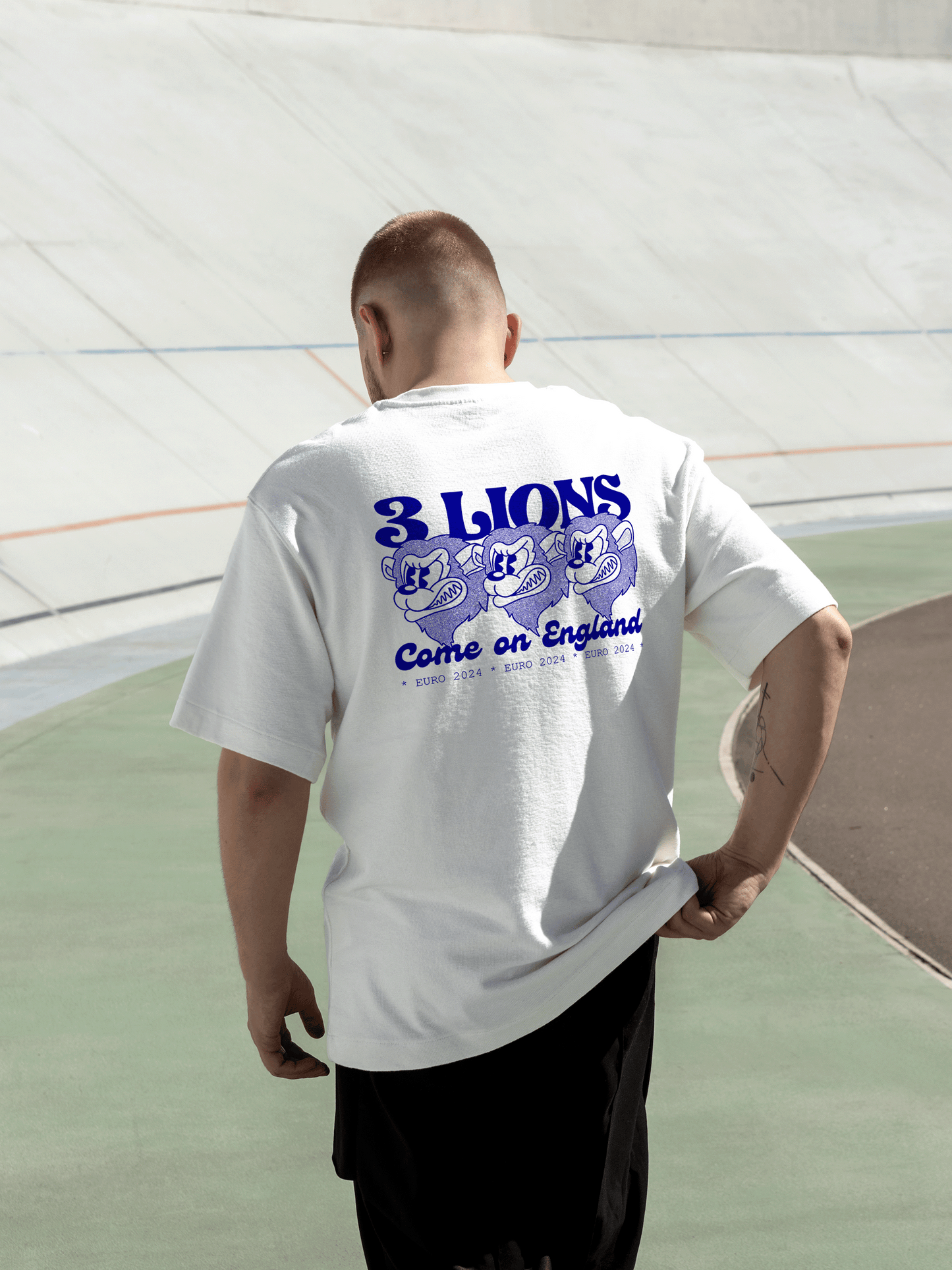 3 Lions Blue Graphic Oversized T-Shirt