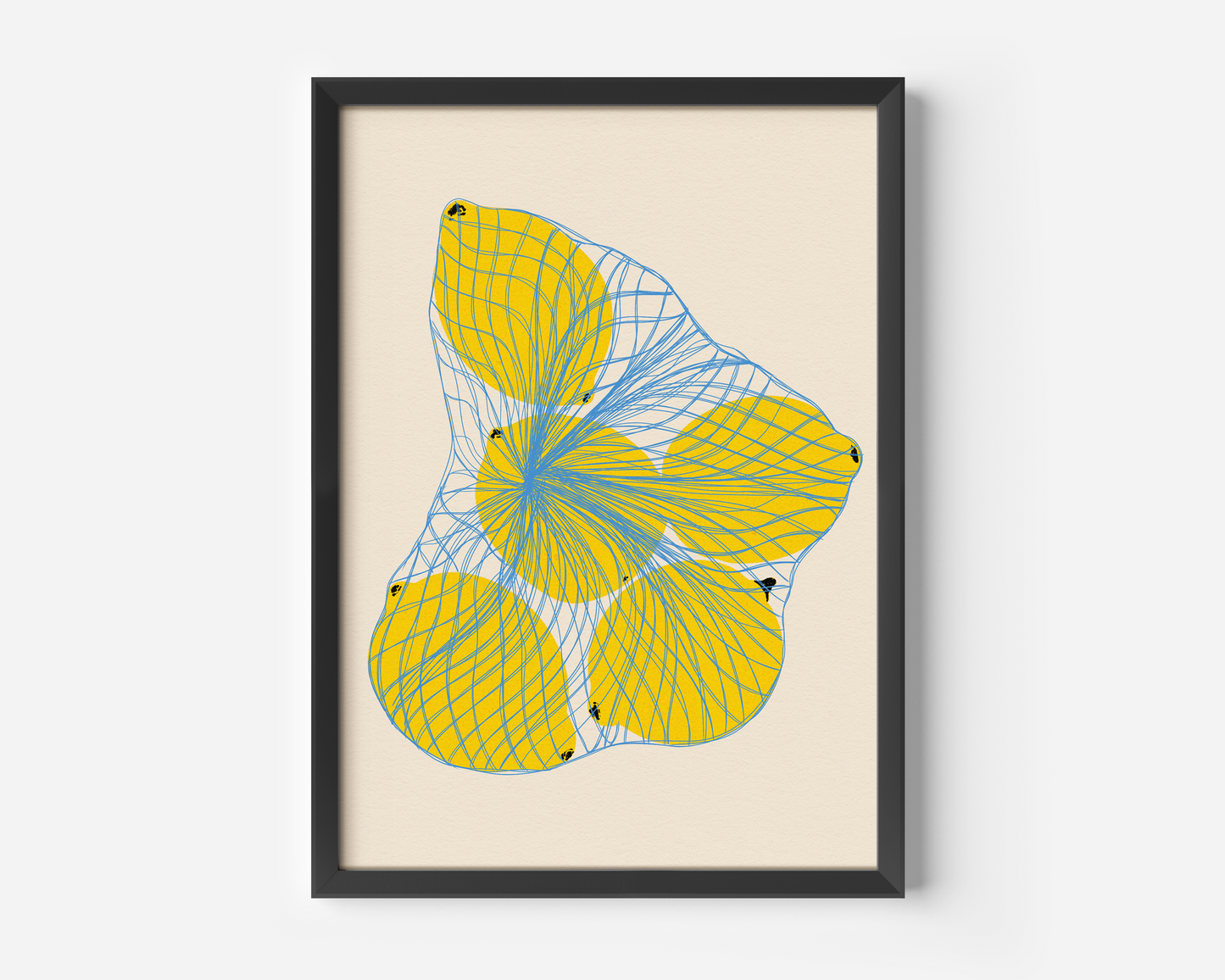 Lemon In Blue Net Print