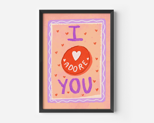 I Adore You Print Pink Love Heart Print