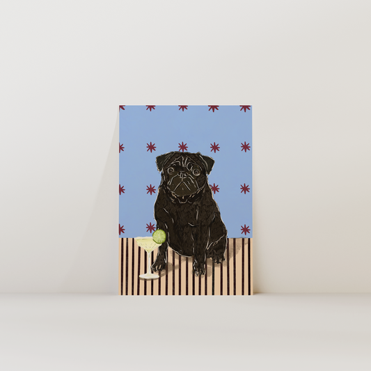 Black Pug Print