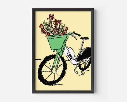 Lime With Flowers Print
