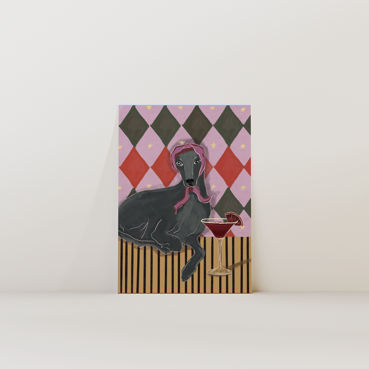 Italian Greyhound Grey Dog Print