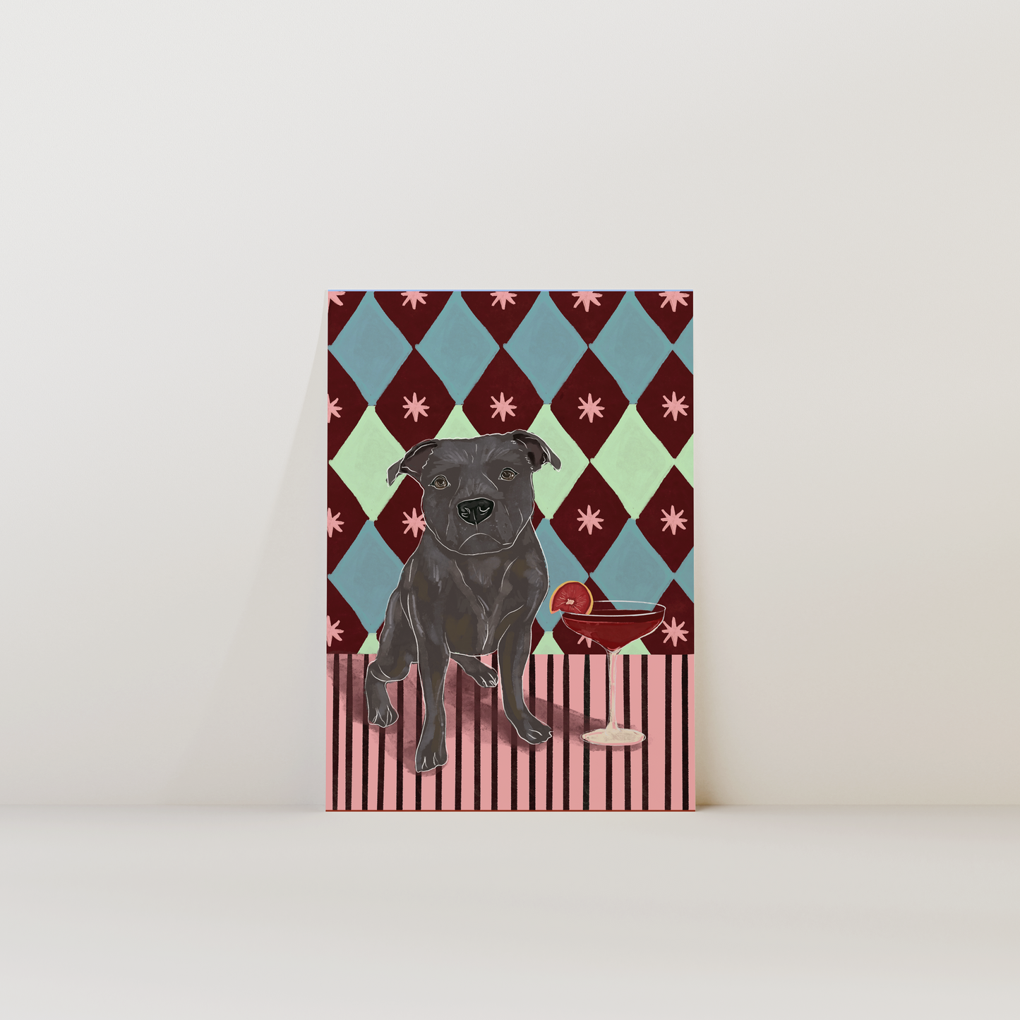 Blue Staffy Dog Print