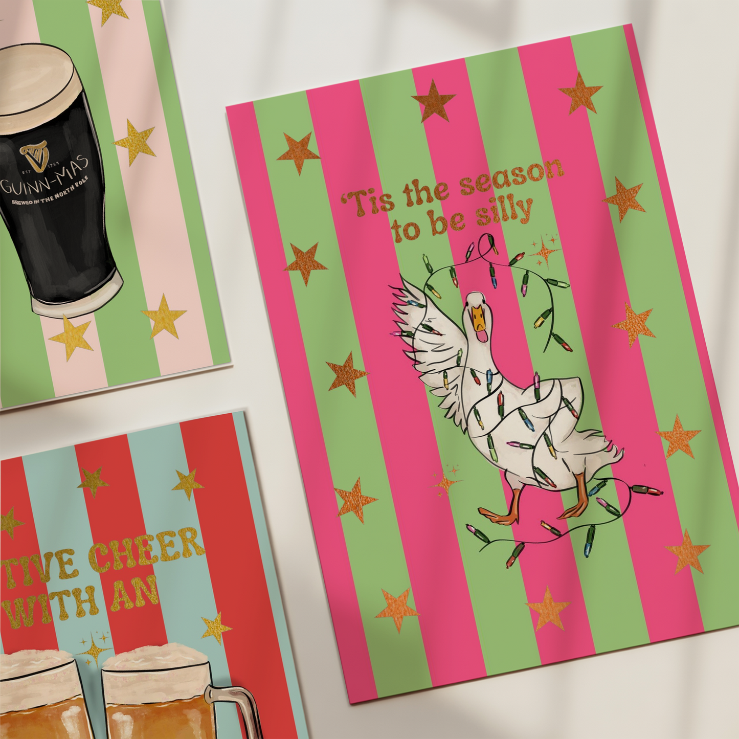 Foiled Christmas Cards - Mixed pack of 5