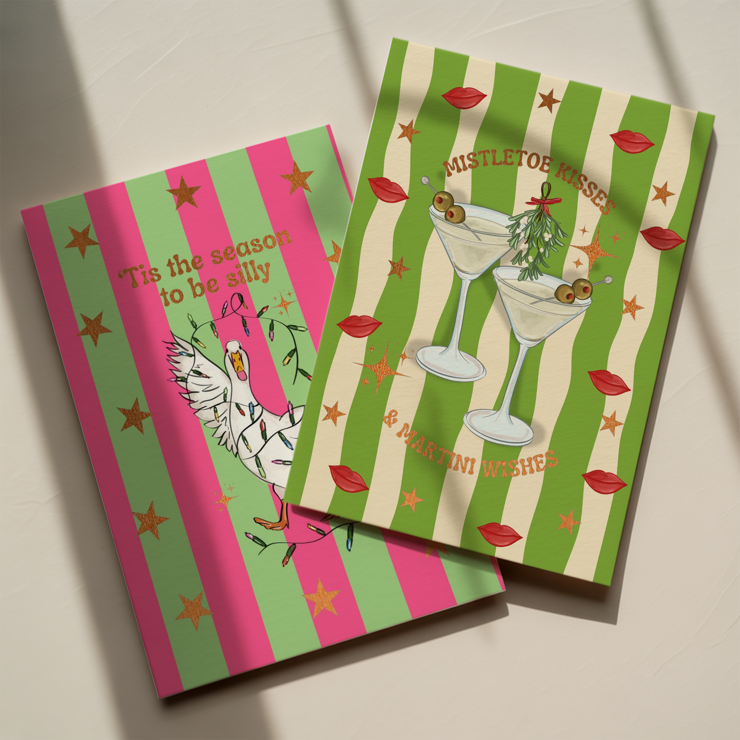 Foiled Christmas Cards - Mixed pack of 5