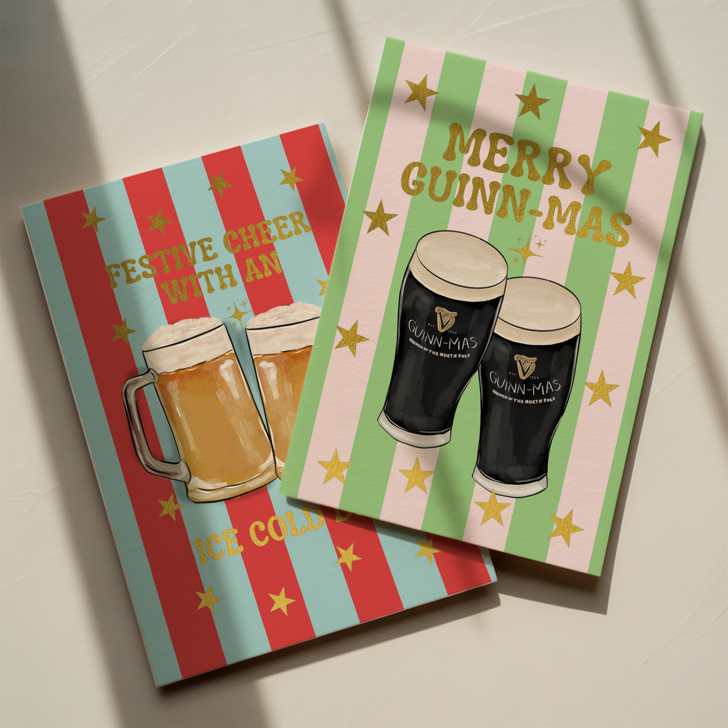 Foiled Christmas Cards - Mixed pack of 5