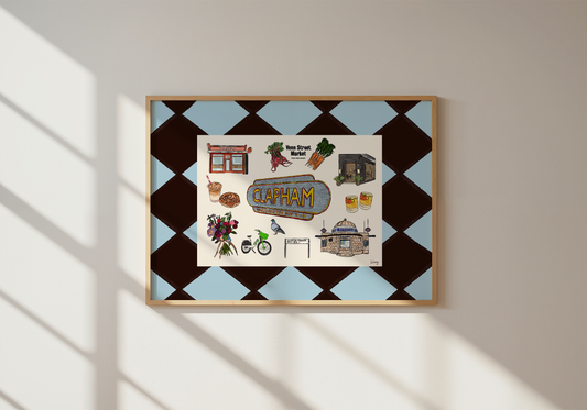 Clapham Print | South London Collage Wall Art