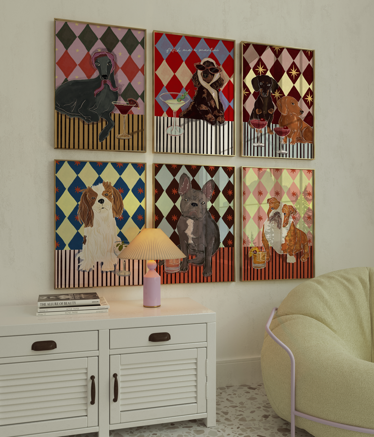 Fetch Me A Martini Brown Spaniel Dog Print