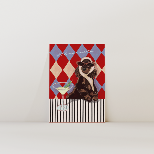Fetch Me A Martini Brown Spaniel Dog Print