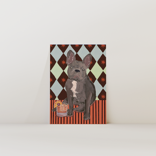French Bulldog Grey Dog Print