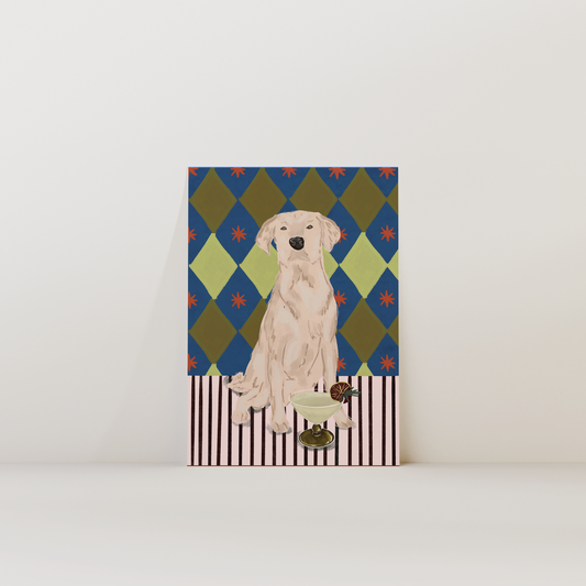 Cream Labrador Dog Print