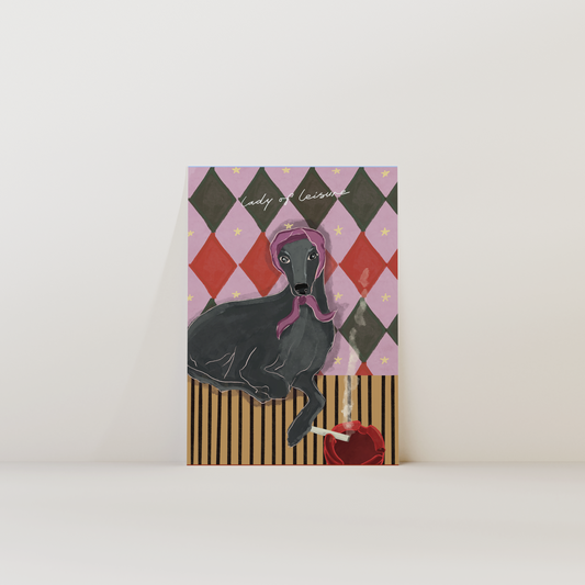 Lady Of Leisure Grey Iggy Dog Print