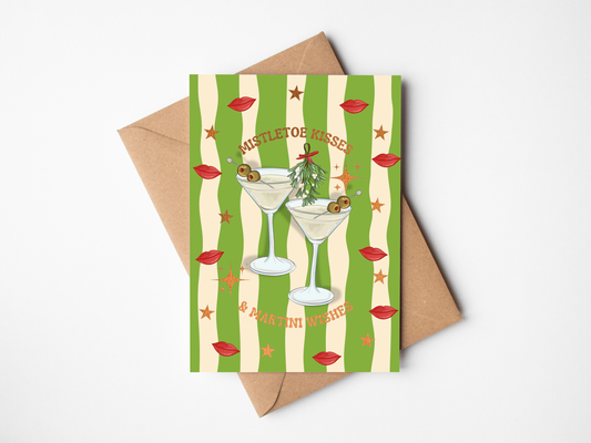 Mistletoe Kisses & Martini Wishes Greeting Card