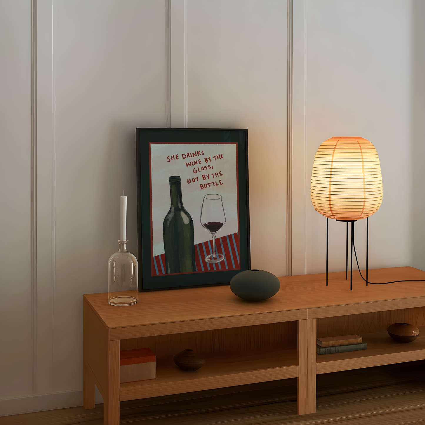 She Drinks Wine By The Glass, Not By The Bottle Print