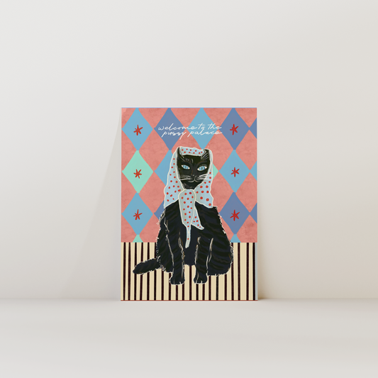 Welcome To The Pussy Palace - Black Cat Print