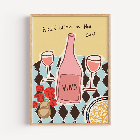 Rose Wine In The Sun Print