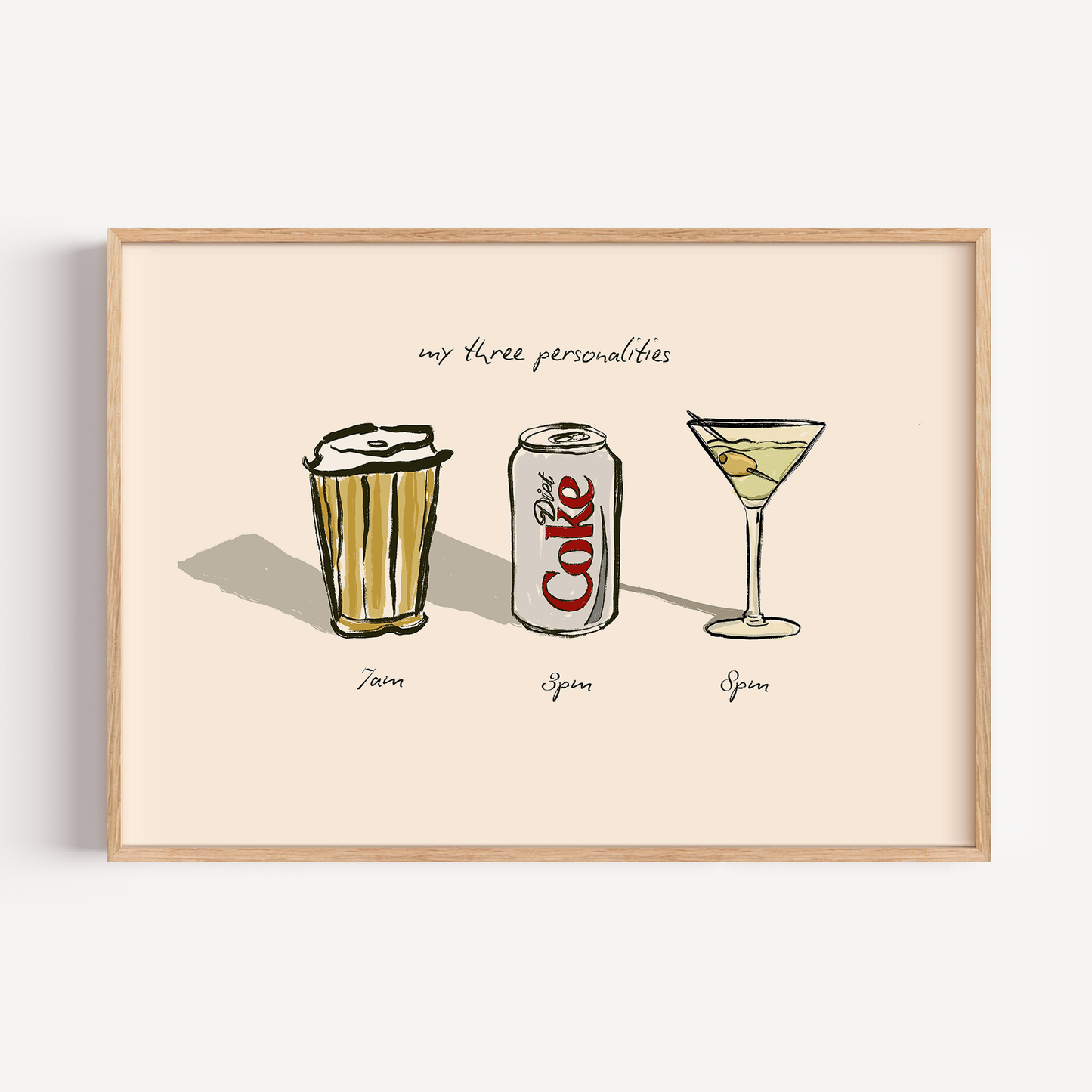 My Three Personalities: Coffee, Diet Coke, Martini Print