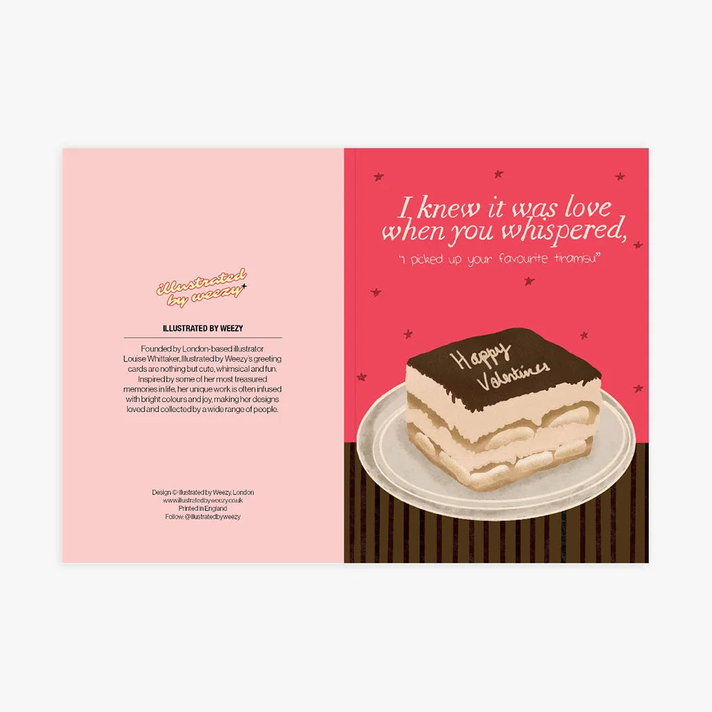 I Knew It Was Love When You Whispered 'I Bought Your Favourite Tiramisu' Valentines Card