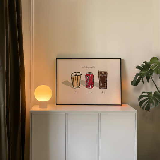 My Three Personalities: Coffee, Full Fat Coke, Guinness Print