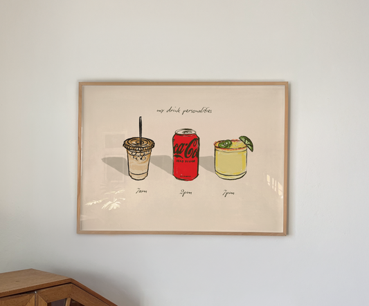 My Three Personalities: Iced Coffee, Coke Zero, Spicy Marg Print