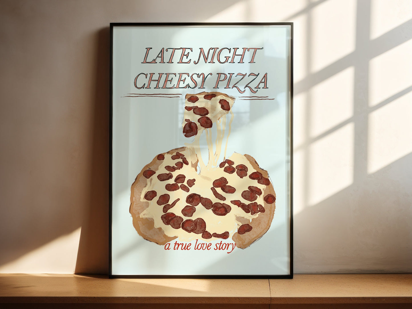 Late Night Cheesy Pizza Print